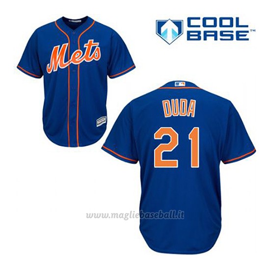 Maglia Baseball Uomo New York Mets Lucas Duda 21 Blu Alterner 1ªCool Base